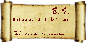Balassovich Ilárion névjegykártya